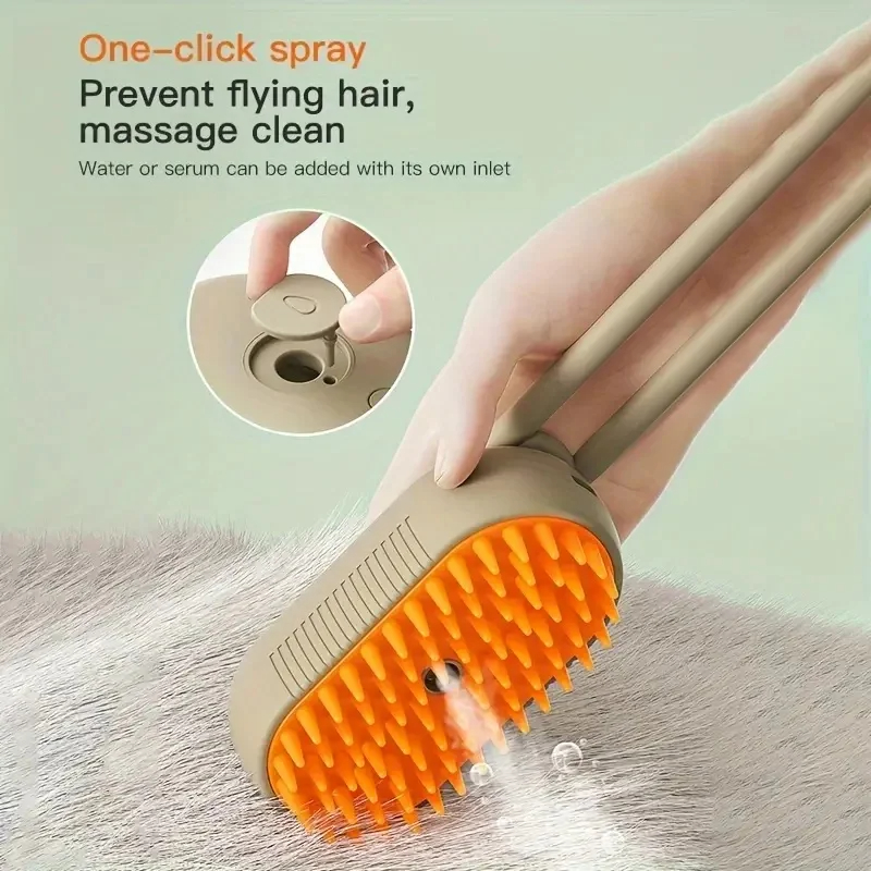 Pet Supplies Dropshipping - 3-in-1 Elektrische Stoomborstel voor Huisdieren, Reinigingsspray,